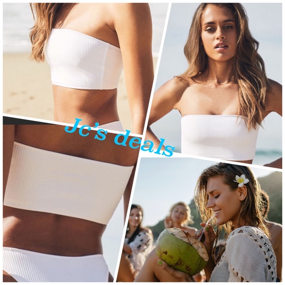 La Hearts Other - ☀️ la hearts white bandeau ribbed bikini top ⭐️